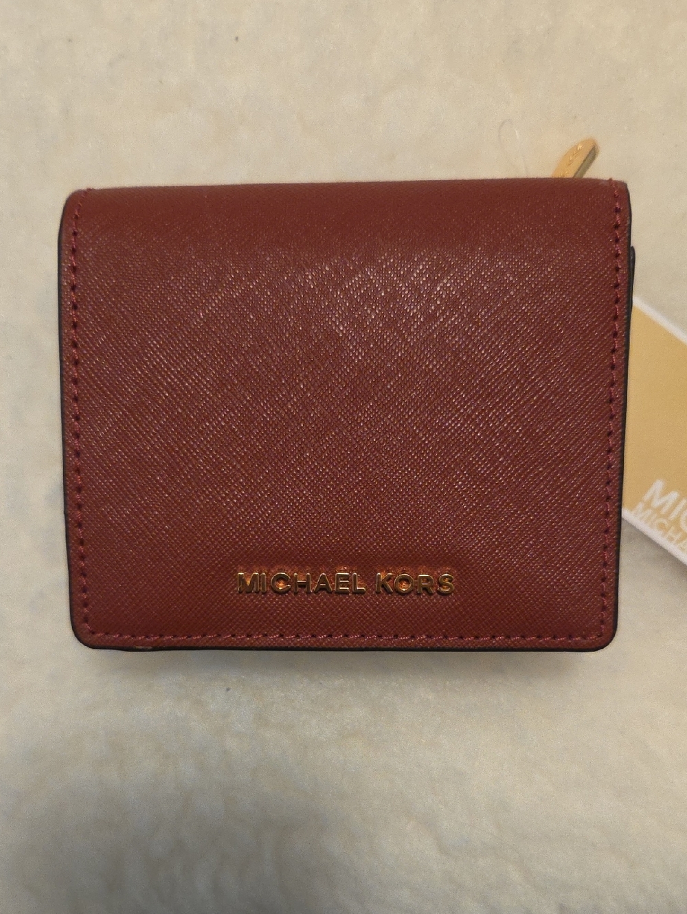 Michael Kors Small Wallet in Burgundy with Gold Logo